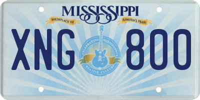 MS license plate XNG800