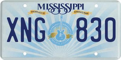 MS license plate XNG830