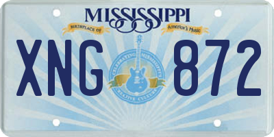 MS license plate XNG872