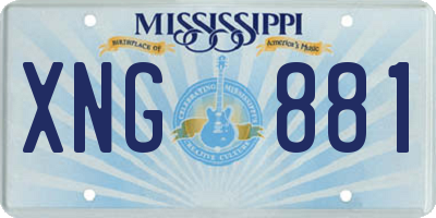 MS license plate XNG881