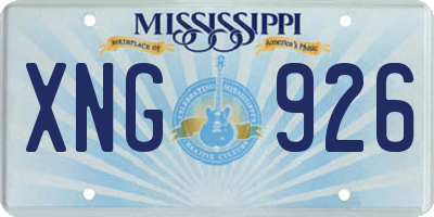 MS license plate XNG926
