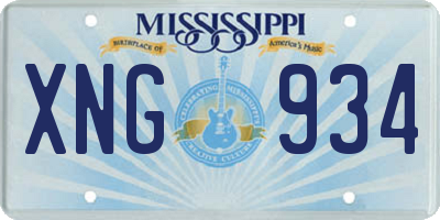 MS license plate XNG934