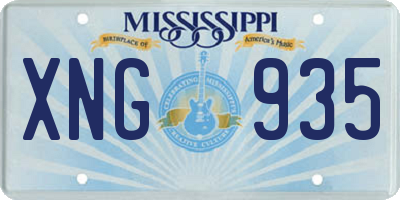 MS license plate XNG935