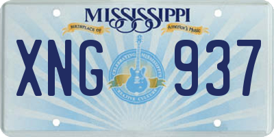 MS license plate XNG937