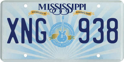 MS license plate XNG938