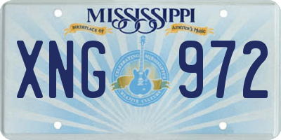 MS license plate XNG972
