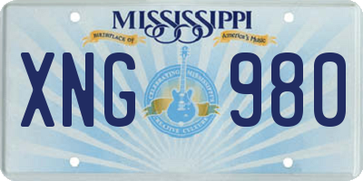 MS license plate XNG980