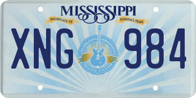 MS license plate XNG984