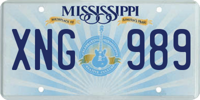 MS license plate XNG989