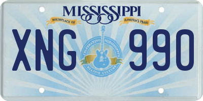 MS license plate XNG990