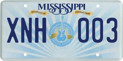 MS license plate XNH003