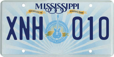 MS license plate XNH010