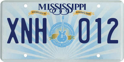 MS license plate XNH012