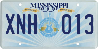 MS license plate XNH013