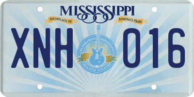 MS license plate XNH016
