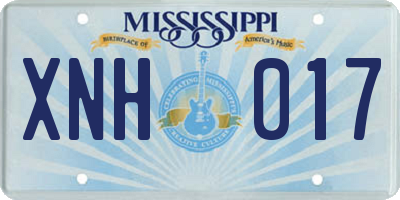 MS license plate XNH017