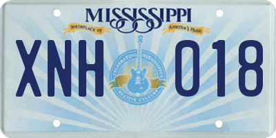 MS license plate XNH018