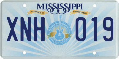 MS license plate XNH019