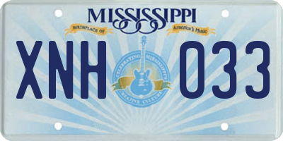 MS license plate XNH033