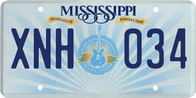 MS license plate XNH034