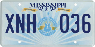 MS license plate XNH036