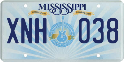 MS license plate XNH038