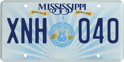 MS license plate XNH040