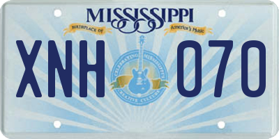 MS license plate XNH070