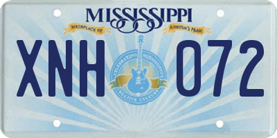 MS license plate XNH072