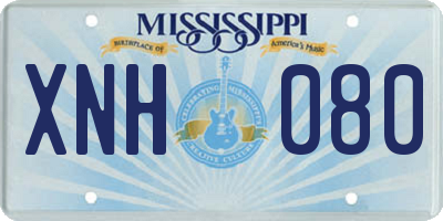MS license plate XNH080