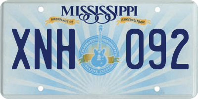 MS license plate XNH092