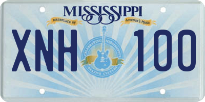 MS license plate XNH100