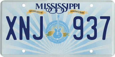 MS license plate XNJ937