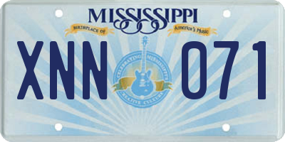 MS license plate XNN071
