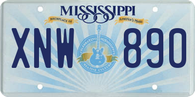 MS license plate XNW890