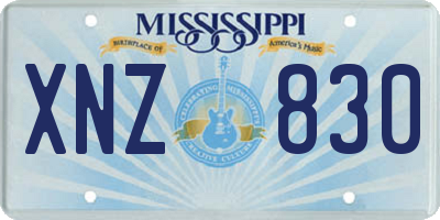 MS license plate XNZ830