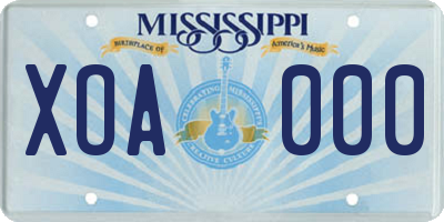 MS license plate XOA000