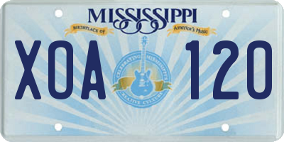 MS license plate XOA120