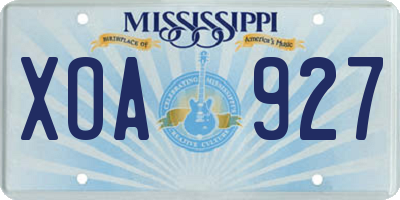 MS license plate XOA927