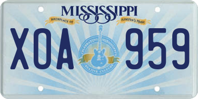 MS license plate XOA959