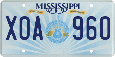 MS license plate XOA960