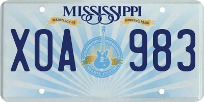 MS license plate XOA983