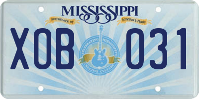 MS license plate XOB031