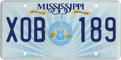 MS license plate XOB189