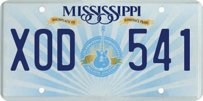 MS license plate XOD541