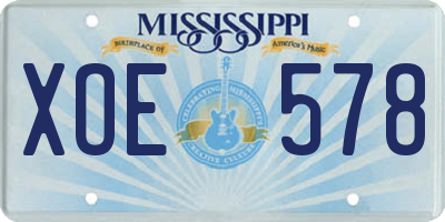 MS license plate XOE578