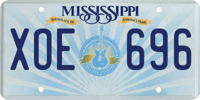 MS license plate XOE696