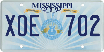 MS license plate XOE702