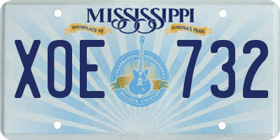 MS license plate XOE732