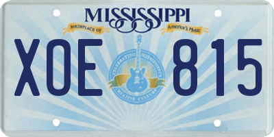 MS license plate XOE815